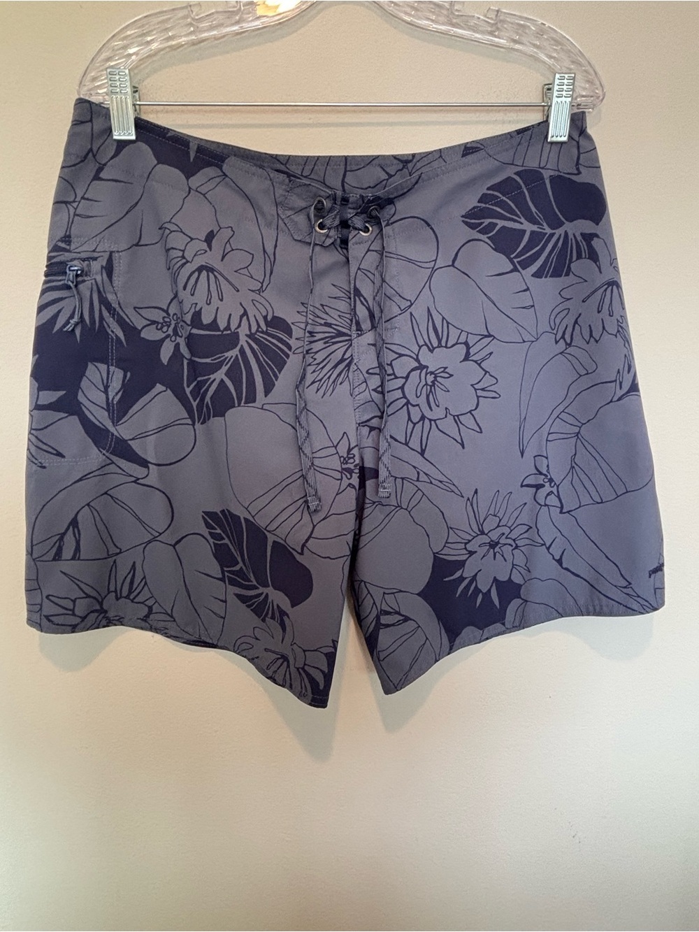 Patagonia Women's Charcoal and Dark Gray Floral Board Shorts